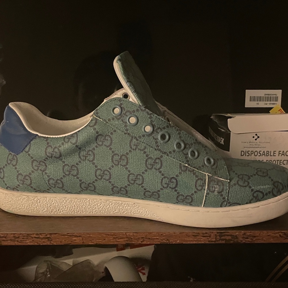 Gucci Teal Patterned Sneakers - Picture 1 of 1